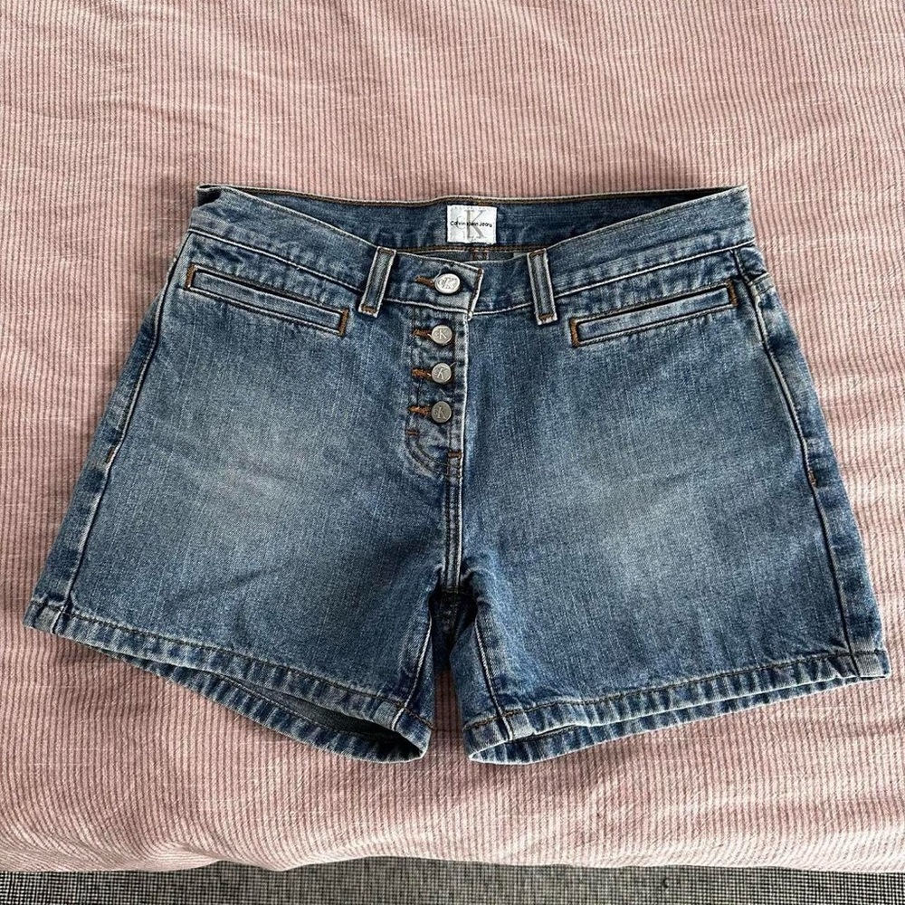 y2k Calvin Klein button fly low rise jean shorts